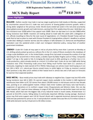 Mcx Daily Report 11 Feb 2019