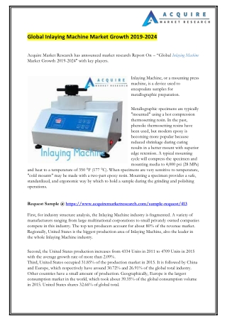 Global Inlaying Machine Market Growth 2019-2024