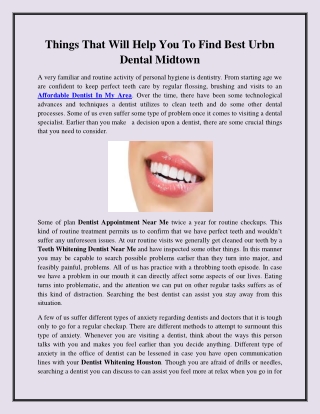 Things That Will Help You To Find Best Urbn Dental Midtown