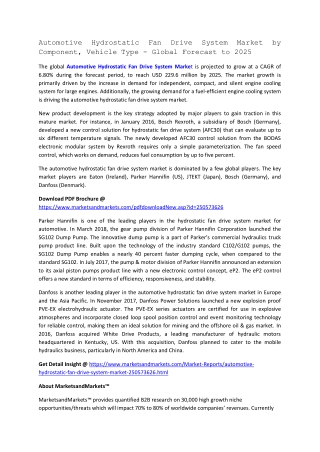 Automotive Hydrostatic Fan Drive System Market by Component, Vehicle Type - Global Forecast to 2025