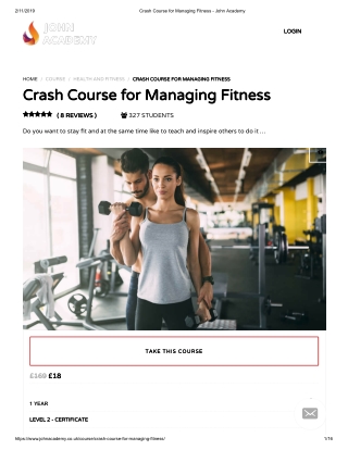 Crash Course for Managing Fitness - John Academy