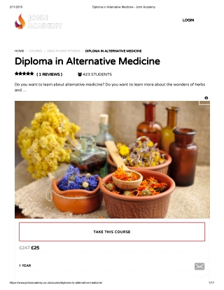Diploma in Alternative Medicine – John Academy