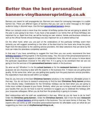 Better than the best personalised banners-vinylbannersprinting.co.uk