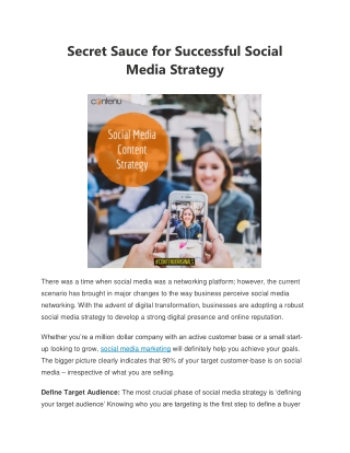 Secret Sauce for Successful Social Media Strategy