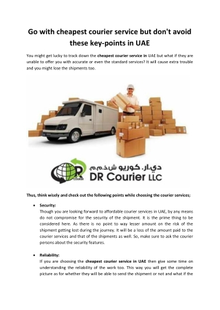 cheapest courier service in UAE