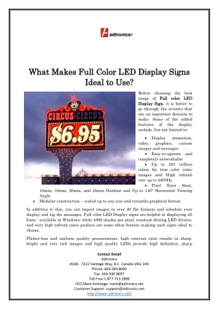 What Makes Full Color LED Display Signs Ideal to Use?