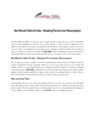 Bar Mitzvah Tallits On Sale – Breaking The Common Misconception