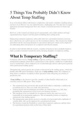 5 Things You Probably Didn’t Know About Temp Staffing