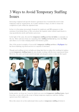 3 Ways to Avoid Temporary Staffing Issues
