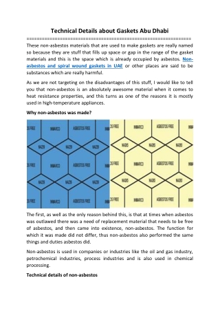 Technical Details about Gaskets Abu Dhabi