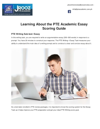 Learning About the PTE Academic Essay Scoring Guide