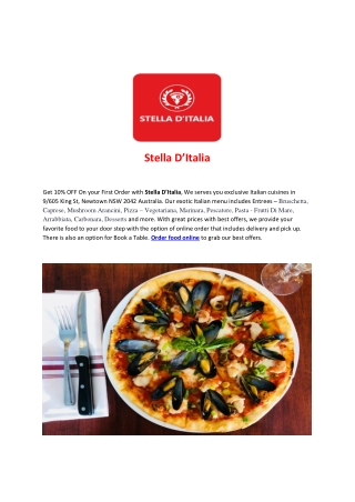 Stella D’Italia-Newtown - Order Food Online