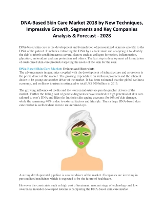 DNA-Based Skin Care Market, Share, Development forecast to 2028