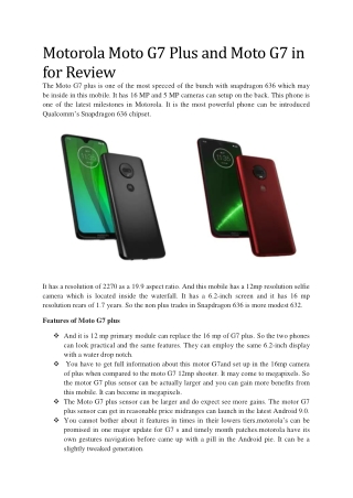 Motorola Moto G7 Plus and Moto G7 in for Review