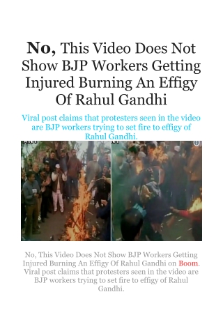 No, This Video Does Not Show BJP Workers Getting Injured Burning An Effigy Of Rahul Gandh