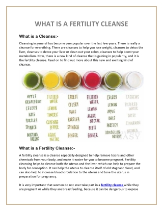 What is a Fertility Cleanse