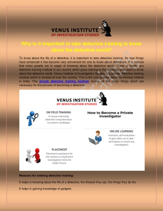 Why is it important to take detective training to know about the detective world