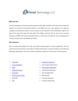 Accounting | Management | IT Solutions Dubai - PenielTech LLC