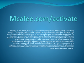 www.McAfee.com/Activate - McAfee Activate Product key