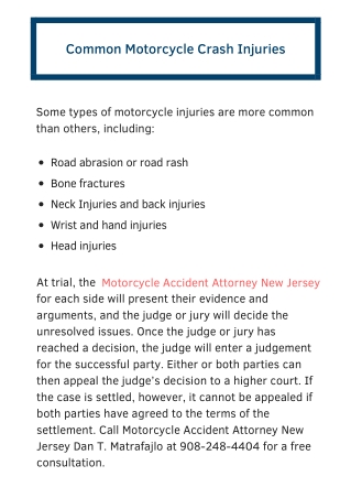 Motorcycle Crash Injuries