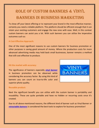 Role Of Custom Banners & Vinyl Banners In Business Marketing