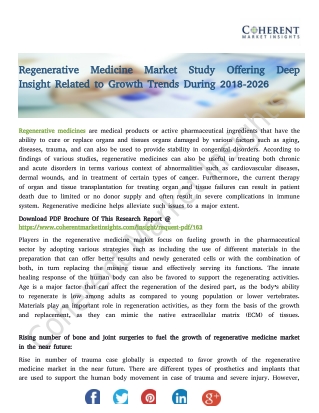 Regenerative Medicine Market – Global Industry Insights, Trends, Outlook, and Opportunity Analysis, 2018-2026