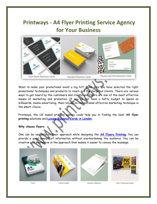 Printways - A4 Flyer Printing Service Agency for Your Business