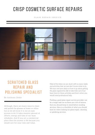 Scratched Glass Repair and polishing Specialist