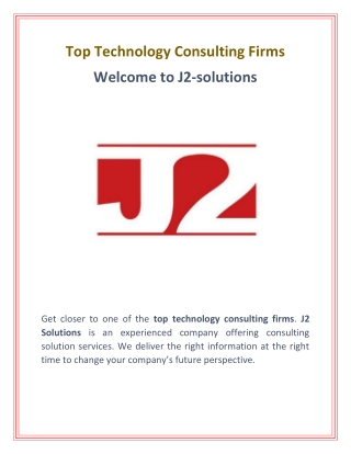 Top Technology Consulting Firms | J2 Solutions