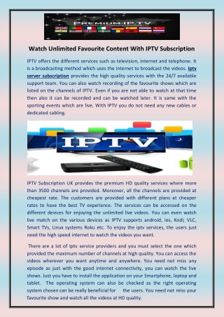 Watch Unlimited Favourite Content With IPTV Subscription