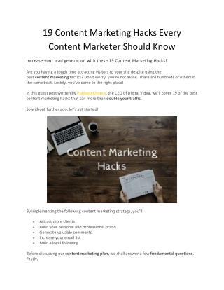 19 Content Marketing Hacks Every Content Marketer Should Know