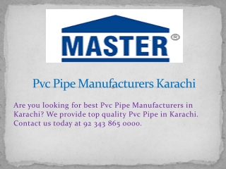 Pvc Pipe Manufacturers Karachi