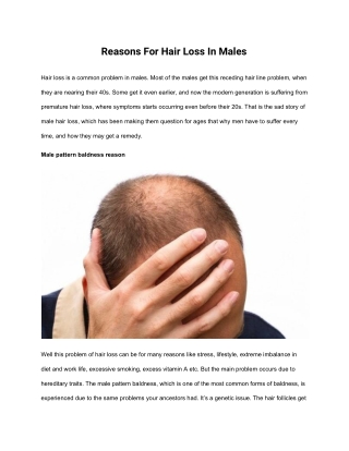 Reasons For Hair Loss In Males