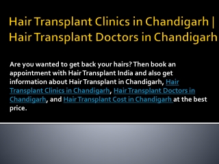 Hair Transplant Clinics in Chandigarh | Hair Transplant Doctors in Chandigarh