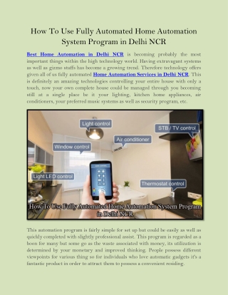 How To Use Fully Automated Home Automation System Program in Delhi NCR