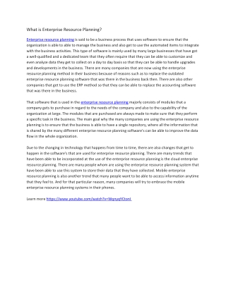 What is Enterprise Resource Planning