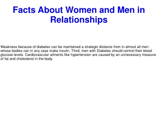 Facts About Women and Men in Relationships