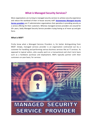 Seven monies - What is Managed Security Services?
