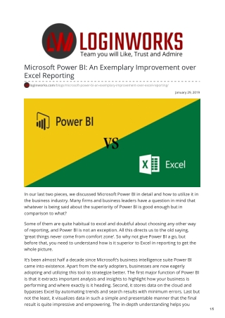 Microsoft Power BI: An Exemplary Improvement over Excel Reporting