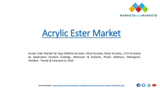 Acrylic Ester Market by Type by Application - Trends & Forecasts to 2019