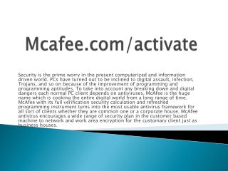 McAfee.com/Activate - McAfee Activate Product key