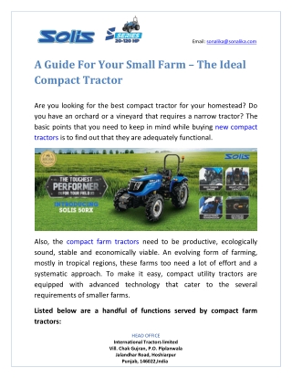 A Guide For Your Small Farm – The Ideal Compact Tractor