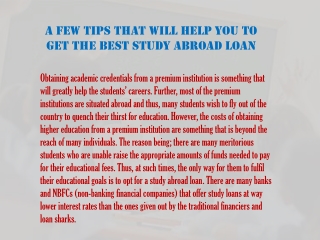 A few tips that will help you to get the best study abroad loan