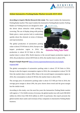 Global Automotive Parking Radar Market Growth 2019 2024