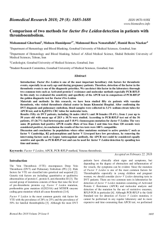 Comparison of two methods for factor five Leiden detection in patients with thromboembolism