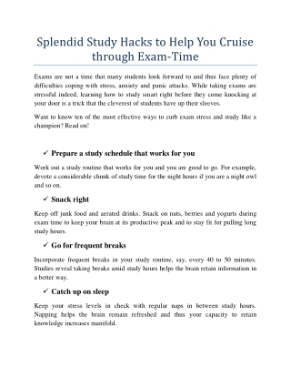 Hacks to Help You Cruise through Exam-Time