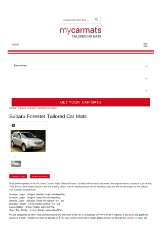 Tailored Subaru Forester Car Mats – Custom Car Mats | Rubber Car Mats