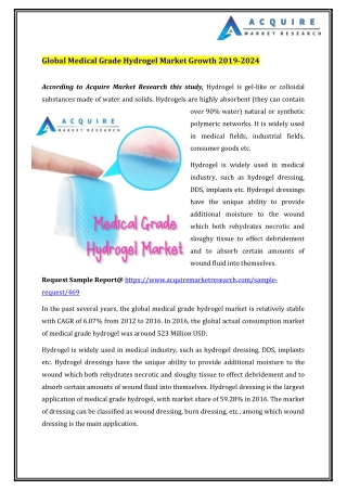 Global Medical Grade Hydrogel Market Growth 2019 2024