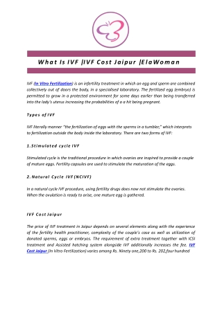 What Is IVF | IVF Cost Jaipur | ElaWoman