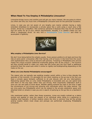 Philadelphia Limo Service